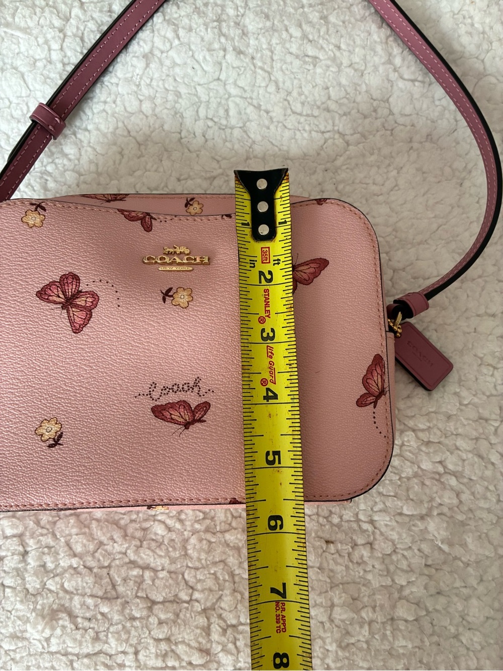 Coach Pink Butterfly-Print Crossbody Bag with Gold Hardware - Picture 12 of 12
